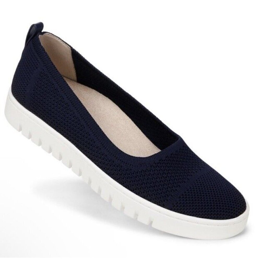 Vionic Uptown Slimmer Knit Womens 5 Navy Blue Arch Support New - Picture 2 of 10